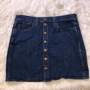 Madewell Dark Blue Denim Button-Front Skirt